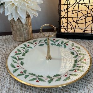 Lenox Holiday Porcelain Serving Plate with Handle